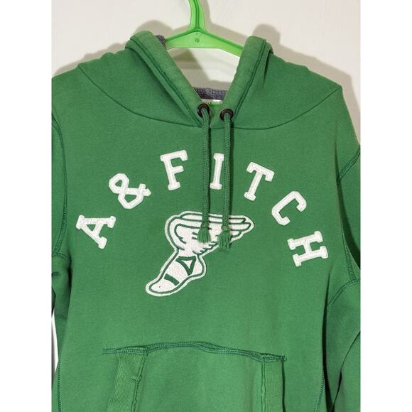 Abercrombie & Fitch Green Hoodie Men’s Medium M Muscle Fit Logo Pullover Vintage - Picture 3 of 11